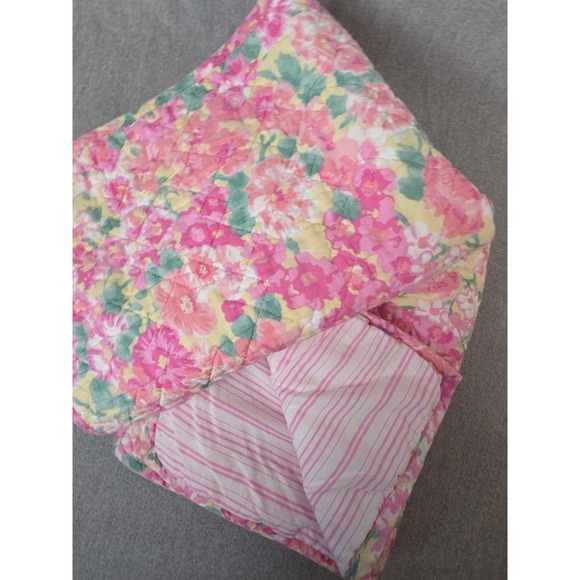 Vintage Ralph Lauren PINK Floral Standard Pillow Sham Set Watercolor Cottage (2)